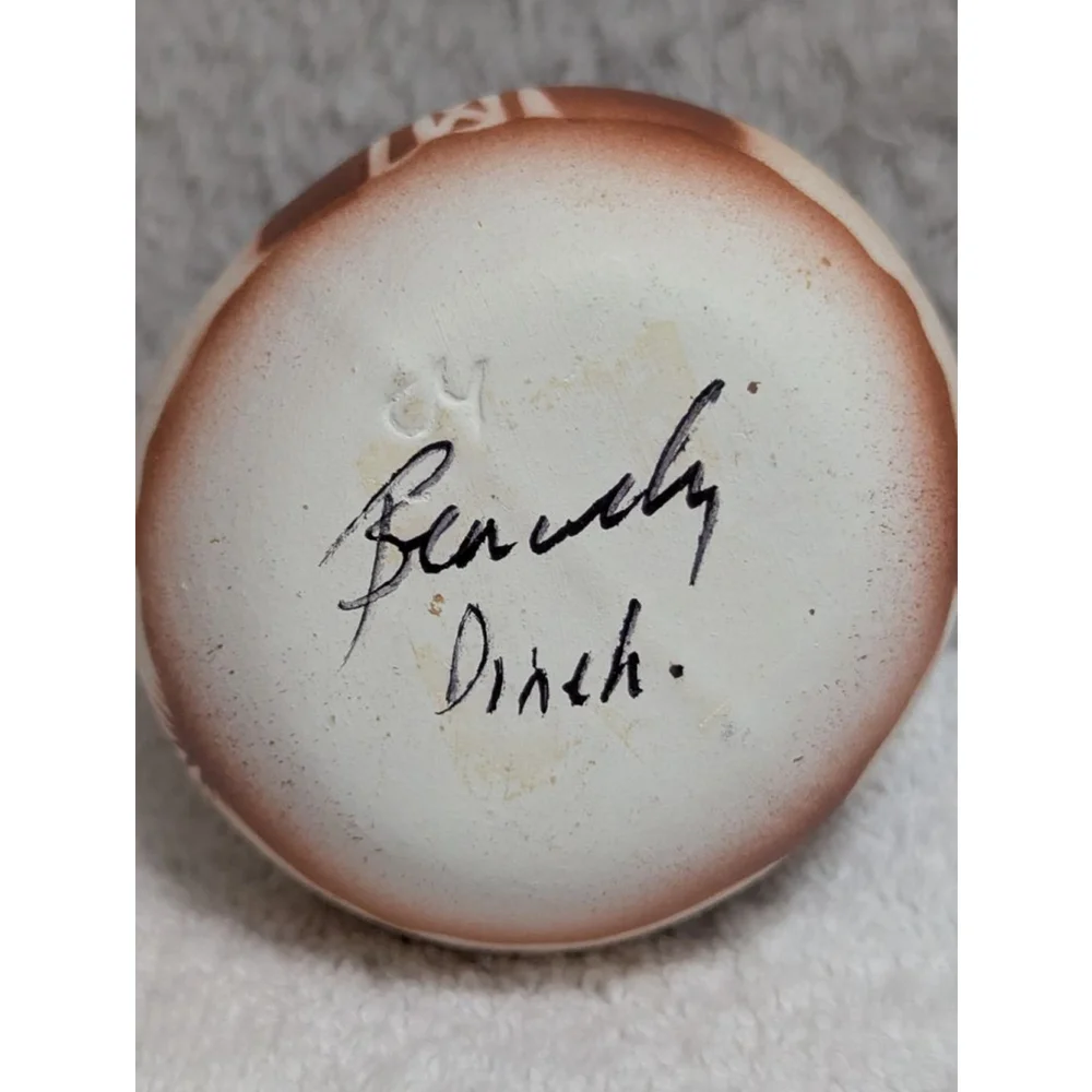 Brown and White Mexican Ceramic Small Vase by Beverly Dinch